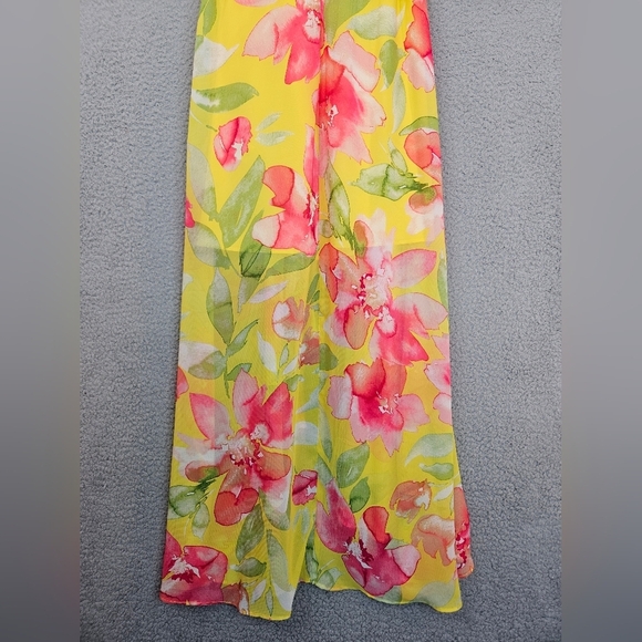 Eliza J Womens Watercolor Floral Hi Lo Hem Dress Sz 2 Yellow & Pink Halter - Picture 11 of 11